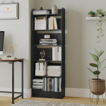 Hzuaneri raamaturiiul 6-kohaline raamaturiiul seisva riiuliga elutuppa kontorisse magamistuppa 24 x 60 x 170 cm must BC11104X
