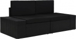 Modulares Mittelsofa aus PE Rattan Schwarz Garten Lounge Set 2-TLG. Gartenm&ouml;bel Poly Rattan v&auml;ljas diivan