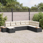 Modulares Gartensofa-Set Schwarz aus Poly-Rattan als Outdoor-Sofa-Garnitur mit Stauraum und Kissen