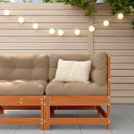 Modulares Gartensofa Kiefernholz als Garten-Ecksofa aus Massivholz Kiefer f&uuml;r die Terrasse mit massivem Kiefer Gartenm&ouml;bel Set in Latten-Design