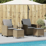 4-TLG. Garten-Sofagarnitur Beige Poly Rattan Outdoor Sitzgruppe mit Kissen, PE-Rattan Gartenm&ouml;bel f&uuml;r Terrasse und Garten