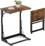 MOXYOY C-shaped Side Table, Laptop Table, Foldable Sofa Side Table, Sturdy Steel Frame, Easy Assembly, Suitable for Living Room, Bedroom, Bathroom, Balcony