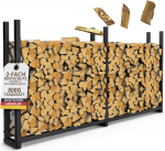 Firewood rack for outdoors, galvanized, without roof, 223 x 25 x 115, with cover, 800 kg, firewood rack, stacking aid, metal firewood storage, firewood shelter for the garden (square).