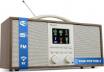 SR40 Internetradio mit Bluetooth, Podcast Player-DAB/DAB+,UKW Stereo Digitalradio, Akku 10+Stunden, 2.0 Lautsprecher,150 Senderspeicher, Radiowecker,Holzgeh&auml;use & Aluminiumgriff(Walnuss)