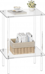 XOHYW Acrylic Side Table Coffee Table Transparent Bedside Table for Bedroom Living Room Bathroom Easy Assembly 40 x 30 x 57 cm (L x W x H)