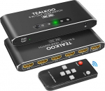 HDMI Splitter 5 in 1 Out - 4K Aliminium Switch Automatic koos puldiga - Switch toetab 4K 3D HDR PS4, Xbox, TV Stick, TV Blu-Ray m&auml;ngija jaoks