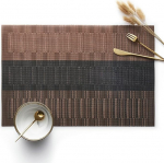 Ristk&uuml;likukujulised nahast kohvimaibad, 6 tk, kolmev&auml;rvilised horisontaalsed triibud, ristk&uuml;likukujulised kohvimaibad, k&ouml;&ouml;gimaibad s&ouml;&ouml;gilauale, 45 x 30 cm, kohvi
