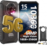 Ulefone Armor X16 Pro 5G AI Outdoor mobiiltelefon ilma lepinguta, Android 15, 10360mAh/33W, Dimensity 6300, 16GB + 256GB/SD-2TB, 64MP + 25MP &ouml;ise n&auml;gemise ehitusplatsil mobiiltelefon 6.56 tolliga