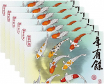 Stoff-Tischsets, waschbare Tischsets f&uuml;r Esstisch, 6er-Set,Koi Malerei im chinesischen Stil