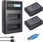 CITYORK 2-Pack LP-E10 Replacement Battery and Dual USB Charger LCD Display for Canon EOS Rebel T3, T5, T6, Kiss X50, Kiss X70, EOS 1100D, EOS 1200D, EOS 1300D Digital Camera