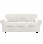 4 t&uuml;kki Stretchy Soft Couch Cover Velvet Diivan Protector 3 eraldi padjadele Diivan Washable Elastic Furniture Protector (White, Diivan)