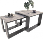 MATKAM 2 kohvilaudade komplekt Industrial Style High Side Table B 60 x D 60 x K 43,3 cm, Low Side Table B 39 x D 39 x K 40,8 cm, lihtne kokkupanek (betoon)