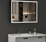 Valgustusega peegelkapp 60 x 80 x 13,5 cm LED Vannitoa kabinet Meditsiinikapp Vannitoa seinakapp peegliga 3 v&auml;rvi timmitav, uduvastane peegelkapp