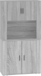 vidaXL Highboard, palju hoiuruumi, mitmeotstarbeline kapp, arhiivikapp, seinale paigaldatud, elutoa kapp, kaasaegne, hall Sonoma puit, sahtlikapp