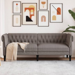 Chesterfield diivan 3-kohaline Taupe kangast polsterdatud diivan tugijalgadega, Lounge diivan disain Diivan elutoa diivanile elutoa diivanile