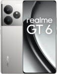 realme GT6 nutitelefon 5G 12 + 256 GB, Snapdragon 8s Gen 3 kiibistik, 6000nit Ultra Bright Display, Sony LYT-808 OIS kaamera, 120 W SUPERVOOC laadimine, 5500 mAh massiivne aku, Fluid Silver (ilma adapterita)