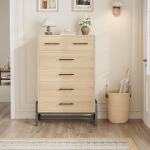 Vielseitiger Hochschrank Mit 6 Schubladen - Moderner Garderobenschrank F&uuml;r Flur, Schlafzimmer Oder Wohnzimmer - Kompakte Aufbewahrungsl&ouml;sung Aus MDF Und PB, Stabil Auf 4 Beinen