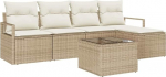 vidaXL Diivan Set mit Kissen 6 tk Beige und Creme Poly-Rattan, Garten-Sofa-Set, rechteckig sowie modular, leicht, UV-best&auml;ndig, strapazierf&auml;hige Sitzm&ouml;bel f&uuml;r Sommerfeiern