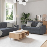 2-teiliges Sofa-Set mit Kissen, dunkelgrauer Samt, ideal zum Entspannen und Plaudern f&uuml;r Lesen und Fernsehen