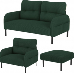 3-osaline modulaarne sametist diivanikomplekt, 2-kohaline, ergonoomiline tugitool ja tugitooli, k&uuml;ljetasku, tugev metallist ja puidust raam, sobib ideaalselt elutuppa ja v&auml;ikestesse ruumidesse.