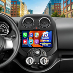OiLiehu 4G+64G Android 15 Doppel Din Radio CarPlay Android Auto for Nissan March Micra 2010-2017 Autoradio Mit Bildschirm 9 Zoll mit Mirror Link Bluetooth FM RDS GPS WiFi SWC EQ Tagasis&otilde;idukamera