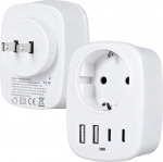 Adapter Jaapan Saksamaa pistik, 5-in-1 A-t&uuml;&uuml;pi toiteadapter, 2 USB C ja 2 USB A, 2-poolne A-t&uuml;&uuml;pi pistik, reisiadapteri komplekt Jaapanile, USA-le, Hiinale, Kanadale, Taisse (2)