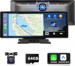 Podofo traadita A-apple Carplay Android Car Portable Car Radio, 9,3-tolline HD puuteekraaniga autoraadio autodele / maasturitele / kaubikutele / veoautodele ja veoautodele, s&otilde;idumeerik ja tagurduskaamera ja 64G TF kaart