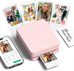 Nelko Fotodrucker PP01 Farbe Tragbarer Mini Fotodrucker f&uuml;r Smartphone mit 20 Fotopapier, Tintenstrahl Aufkleber Drucker, Sticky Back Fotos f&uuml;r iOS & Android, Smart AI APP, Rosa