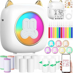 ZZXLOPEZ Mini Printer, Mobile Photo Printer, Portable Mini Photo Printer, Smartphone Bluetooth Printer, Wireless Photo Printer with Android & iOS with 14 Rolls of Paper, Mobile Photo Printer for