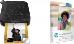 HP Sprocket Portable 5 x 7.6 cm Instant Image Printer (Black) Sprocket 5.8 x 8.7 cm Premium Zinc Sticker Photo Paper (20 Sheets) Compatible Sprocket Select Photo Printers