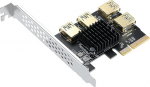 PCIe 1 kuni 4 Riser, PCI Express 4X kuni 16X Splitter Riser Card, PCI-E v&auml;lise 4 USB 3.0 Converter Adapter w / Suur Heatsink, PCIE Multiplier Expansion Board for Ethereum Bitcoin Mining