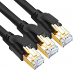 Yauhody Cat 8 LAN kaabel, 2 m, 3 tk v&otilde;rgukaabel, &uuml;likiire, 40 Gbps 2000 MHz F/FTP Ethernet kaabel, RJ45 kaabli &uuml;henduskaabel m&auml;ngimiseks, ruuter, modem, arvuti, kiirem kui Cat 7 (must, 2 m, 3 tk).
