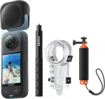 Insta360 X3 Invisible Diving Bundle - veekindel 360&deg; tegevuskaamera 1/2-tollise sensoriga, 5.7K 360&deg;, 72MP 360&deg; fotod, stabiliseerimine, 2.29-tolline puuteekraan, vibratsioonitagasiside, AI redigeerimine, Live