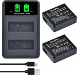 DuraPro DMW-BLE9 DMW-BLG10 aku + LED USB topeltlaadija C-t&uuml;&uuml;pi pesaga Panasonic DMW-BLG10E Lumix DC TZ202 GX9 DC-LX100 II TZ101 TZ91 TZ81 GF6 GX7 GX80 LX100 Pack of 2