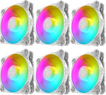 6 x valge RGB ventilaator, v&auml;rviline LED 120 mm, Molex pistik, PC korpus, vaikne jahutus, lauaventilaator, valge