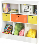 SoBuy KMB26-W laste raamaturiiul 5 riiuli ja 3 riidest kastiga m&auml;nguasjariiulite hoidmise riiul lastele m&auml;nguasjade korraldaja valge W x H x H x H x H x H x D x H x H x W x H x H x W x H x H x W x H x H x W x H x H x H