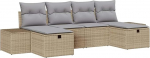 Rantry 6-teilige Garten Sofa Set mit Kissen Beige Poly Rattan Gartenlounge Model3359419