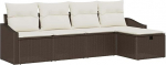 Rantry 5-teiliges Garten Sofa Set mit Kissen Braun Poly-Rattan Gartenlounge Model3360589