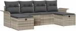 6-teiliges Garten Sofa Set mit Kissen Hellgrau Poly Rattan Gartenlounge Model3358921
