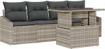 Rantry 5-teiliges Garten-Sofa-Set mit Kissen Hellgraues Poly-Rattan Gartenlounge Model3348908