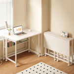 Kokkupandav ratastega k&uuml;ljelaud, kompaktne arvutilaud koos riiuliga kodukontorisse, kaasaskantav kokkupandav laud (W 80 x 58 cm) - ruumi s&auml;&auml;stev lahendus