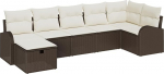 Rantry 7-teiliges Garten-Sofa-Set mit Kissen Braun Poly-Rattan Gartenlounge Model3359097