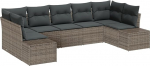 Rantry 7-teiliges Garten-Sofa-Set mit Kissen Grau Poly-Rattan Gartenlounge Model3347209