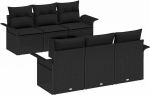 Rantry 7-teilige Garten Sofa Set mit Kissen Schwarz Poly Rattan Gartenlounge Model3345253