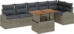 Rantry 7-teiliges Garten Sofa Set mit Kissen Grau Poly Rattan, 2-Sitzer Garten Sofa mit Stauraum & Kissen Grau Poly Rattan Gartenlounge Model3358330