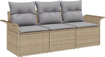 Rantry 3-teiliges Garten-Sofa-Set mit Kissen Beige Poly-Rattan Gartenlounge Model3345220