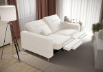 Malibu Relax II Madryt kunstnahast 2-kohaline diivan elektrilise lamamistooli funktsiooniga - 180cm - reguleeritavad peatuged - stiilne metalljalg (valge)