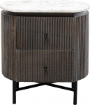 Kare Glenn Design kapp, must/pruun, &ouml;&ouml;kapp, riiul, mangomassiivpuit, marmorplaat, terasraam, magamistuba, 55 x 50 x 35 cm (K x L x S)