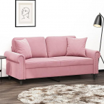 Homgoday Rosa 2-Sitzer-Sofa mit Samtbezug & Zierkissen, max. 110 kg Tragf&auml;higkeit Model3200948