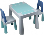 Thermobaby - Multiplay multifunktsionaalne tegevuslaud - 2 tooli - kahepoolne lauaplaat - m&auml;ngulaud lastele - laste laud koos toolide ja hoiuruumiga - multifunktsionaalne laud lastele